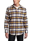Faconnable Jeans Men's Brushed Twill Flannel Henley-Shirt, Multi Dom Moutarde, Medium