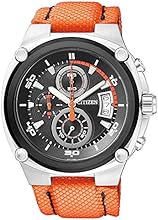 Citizen 60070 Reloj deportivo anal&oacute;gico de cuarzo para hombre, Negro/Anaranjado