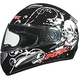 AFX FX-100 Sun Shield Helmet , Size: XS, Color: Black, Style: Skull 01014342