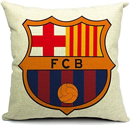 East Melody® Cotton Linen Square Decorative Throw Pillow Cover Cushion Case Pillow Case 18 X 18 Inches / 45 X 45 cm, Football Club Badge (Barcelona)