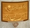 Santa's Flight - Porcelain Lithophane Curved Night Light - New for Christmas 2009