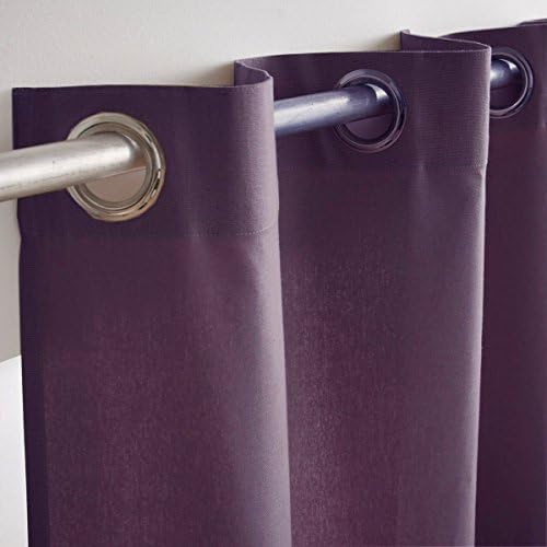 La Redoute Plain Pure Cotton Curtain With Metal Eyelets Purple Size 180 X 135 Cm