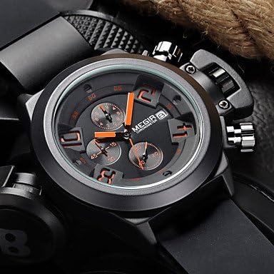 Running Watch MEGIR?Brand Men's Popular Watches Date Chronograph Sport Watch Men Guaranteed Military Watch Silicone Wristwatch Fashion