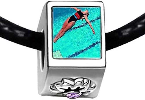 Olympics female diver in competition Light Amethyst Crystal June Birthstone Flower Charm Bracelets