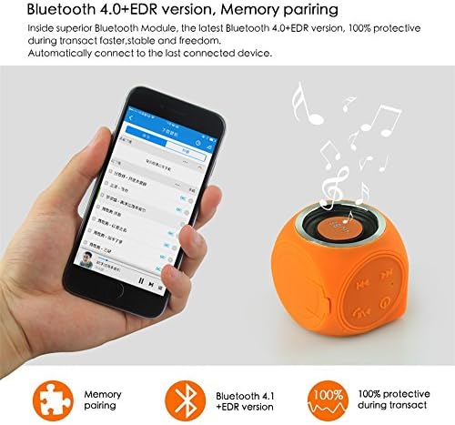 Voscale Just 4.2cm Speaker IPX7 Waterproof Bluetooth Speaker Handsfree Super Mini Wireless Shower Speaker for iPhone, Samsung, Huawei - Orange