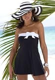 Roamans Plus Size Swimdress with White Side Bow