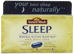 Nature Made Liquid Softgel Sleep Natural Sleep Aid, 30-Count