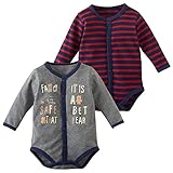 (ニッセン) nissen 男児長袖ボディスーツ２枚組（総柄＋無地） 紺系＋チャコール杢 身長90cm