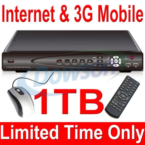 4 Channel CCTV Surveillance Security Recorder H.264 DVR 1000GB HDD Included!4 Channel Audio Input!Internet Access!3G Mobile View!VGA!