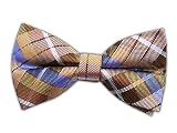 100% Silk Woven Gold Plaid Self-Tie Bow Tie