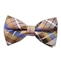 100% Silk Woven Gold Plaid Self-Tie Bow Tie