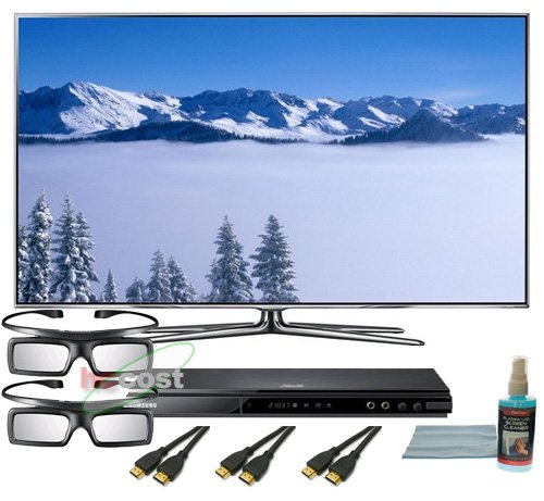Samsung UN65D8000 65-Inch 1080p 240Hz 3D LED HDTV (Titanium) 3D Bundle with UN65D8000, BDD5500 3D Blu Ray Player, 2 x SSG3050GBZA 3D glasses, 6 ft HDMI Cables (x3), and TV Screen Cleaning Solution Kit