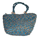 Coldwater Creek Zestful Hand Woven Straw Tote Handbag