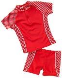 #3: Playshoes Unisex – Kinder Badehose, gepunktet UV-Schutz nach Standard 801 und Oeko-Tex Standard 100 Bade-Set 2 tlg. in rot mit weißen Punkten 461032
