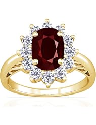 18K Yellow Gold Cushion Cut Ruby Ring With Sidestones