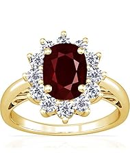 14K Yellow Gold Cushion Cut Ruby Ring With Sidestones