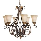Murray Feiss F2076/6ATS Sonoma Valley Six-Light Chandelier, Aged Tortoise Shell with French Scavo Glass Shades