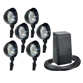 Malibu Outdoor Six-Light Floodlight Kit with 88-Watt Power Pack, Black #LV1076T