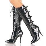 5 inch Knee Boot W/ Five Buckle Fastening Black Patent