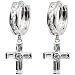Sterling Silver Baguette CZ Cross Huggy Earrings