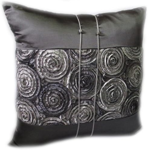 ThaiSmile Cool Rose Design Single Throw Cushion Cover/ Pillow Case Handmade By Thai Silk &amp; Cotton for Decorative Sofa,car and Living Room Size 16"x16"