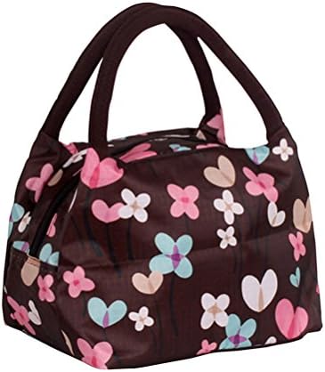 Sugawin Women Light Portable Insulation Print Pattern Lunch Bag Lunch Tote Bag With Top Zipper Handbag