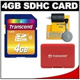 Transcend 4GB SecureDigital Class 10 (SDHC) Memory Card + SD Hard Case + Cleaning Kit for Sony CyberShot Digital Cameras
