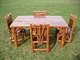 Rustic Sassafras Table and Chairs Set, Walnut Table Top - 5 Foot