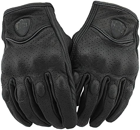 MolGym Men's Biker Motorcycle Leather Black Gloves for Racing