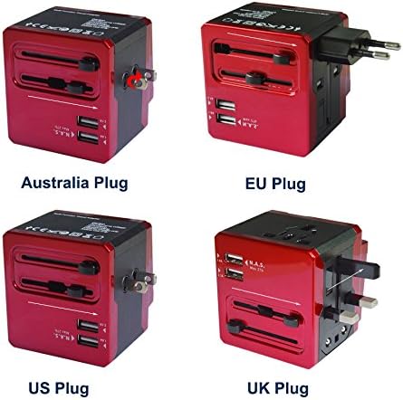 Smart Wifi Travel Router Universal Power Adapter Plug with 2 USB Charging Port - Red
