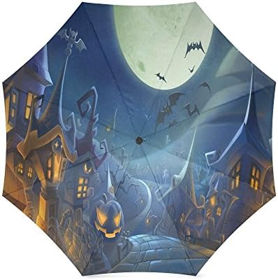 Happy Halloween's Day Gifts Scary Ghosts Pumpkin Custom Folding Portable Outdoor Rain /Sun Umbrella Beach Travel Shade Sunscreen For Women/Men