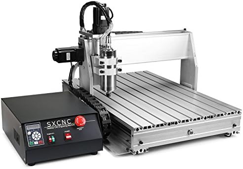 PowerHalo CNC Router Machine Engraver Machine Wood Engraving Machine 6040Z 4 Axis Arts Crafts Cutting Tools with 0.8KW Spindle (60x40cm 6040Z 4Axis)