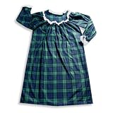 Bellepointe - Girls Long Sleeve Plaid Nightgown, Blue, Green