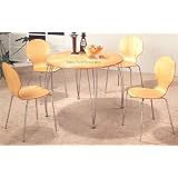 Set of 4 Lightweight and Stackable Natural Seat Muller Dining Chairs by visiondecor Furniture