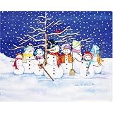 Magic Slice Non-Slip Flexible Cutting Board, Gourmet Size 12 x 15, Snowmen Group by Kathleen Parr McKenna