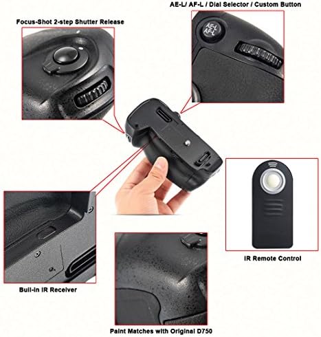 SeresRoad Multi Power Battery Grip Replacement MB-D16 DSLR Camera Grip for Nikon D750 EN-EL15 Battery Holder Grip + IR Remote Control