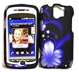Black with Violet Purple Flower Rubber Texture HTC MyTouch 3G Slide Snap on ....