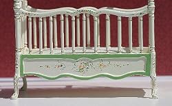 SALE!!! Green Handpainted Dollhouse Miniature Canopy Crib