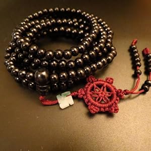 6mm*216 Buddha Black Ebony Wood Wheel Prayer Beads Buddhist Sutra Bracelet Necklace
