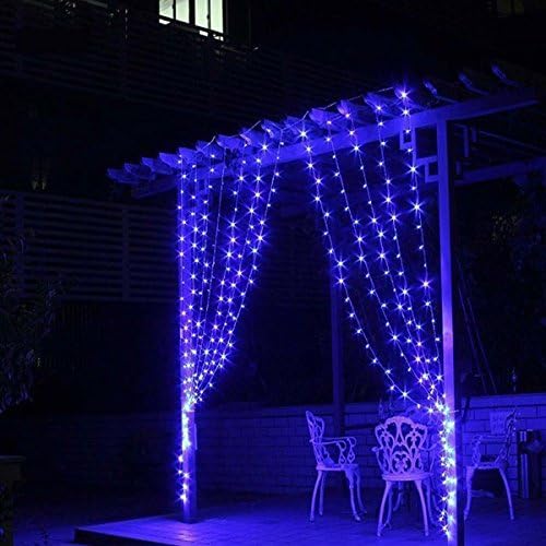 Vkmall Curtain Lights Window Icicle Lights 304led 9.8ft BLue Christmas Curtain String Fairy Wedding Led Lights for Valentine's Day,Party, Holiday, Outdoor Wall, Kitchen, Home Garden Decorations