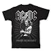AC/DC, die Heavy Metal Legenden als Band- T-Shirt.  Das Motiv zeigt den Lead-Gitarristen Angus Young 
in schwarz-wei�, der auf Konzerten am liebsten eine Schuluniform tr�gt.