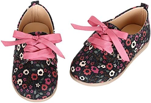 MCnelly's Baby Girl's Floral Oxford Lace Up Flat Shoes (Toddler/Little Kid)(shoes-004-1-150)