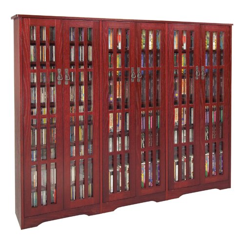 CD/DVD Massive Glass Door Dark Cherry Cabinet