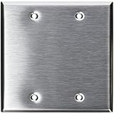 Leviton 84025 2-Gang No Device Blank Wallplate, Standard Size, Box Mount, Stainless Steel