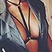 Hunputa Alluring Womens Harness Bra Elastic Cage Bra Strappy Hollow Out Bra Bustier (S, Black)