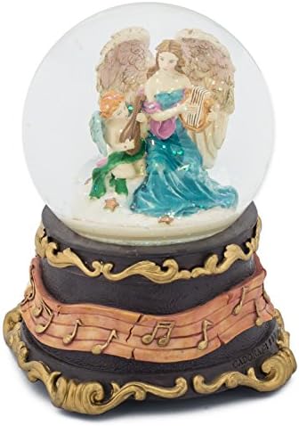 Angel with Golden Harp and Cherubs 100MM Music Water Globe Plays Tune Wind Beneath My Wings