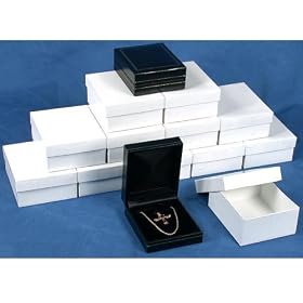12 Pendant Earring Boxes Black Leather Gift Display Box