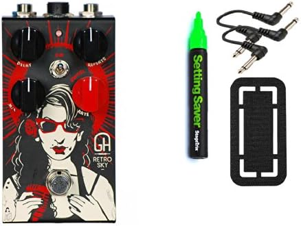 Greenhouse Effects Retro Sky Delay Bundle - 4 Items: StageTrix Setting Saver Pen, StageTrix Pedal Fastener, 2x Hosa Patch Cables