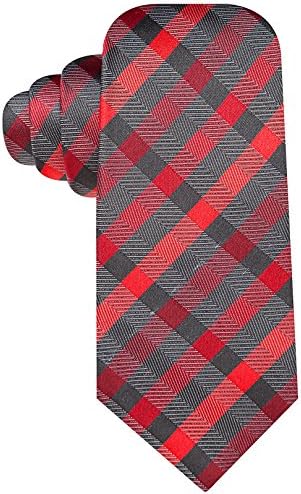 Alfani Monroe Gingham Slim Tie, Charcoal/Red