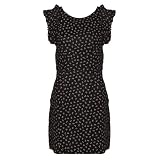 New Womens Bow Print Ruffle Sleeve Black Ladies Fashion Dress Size S/M M/L